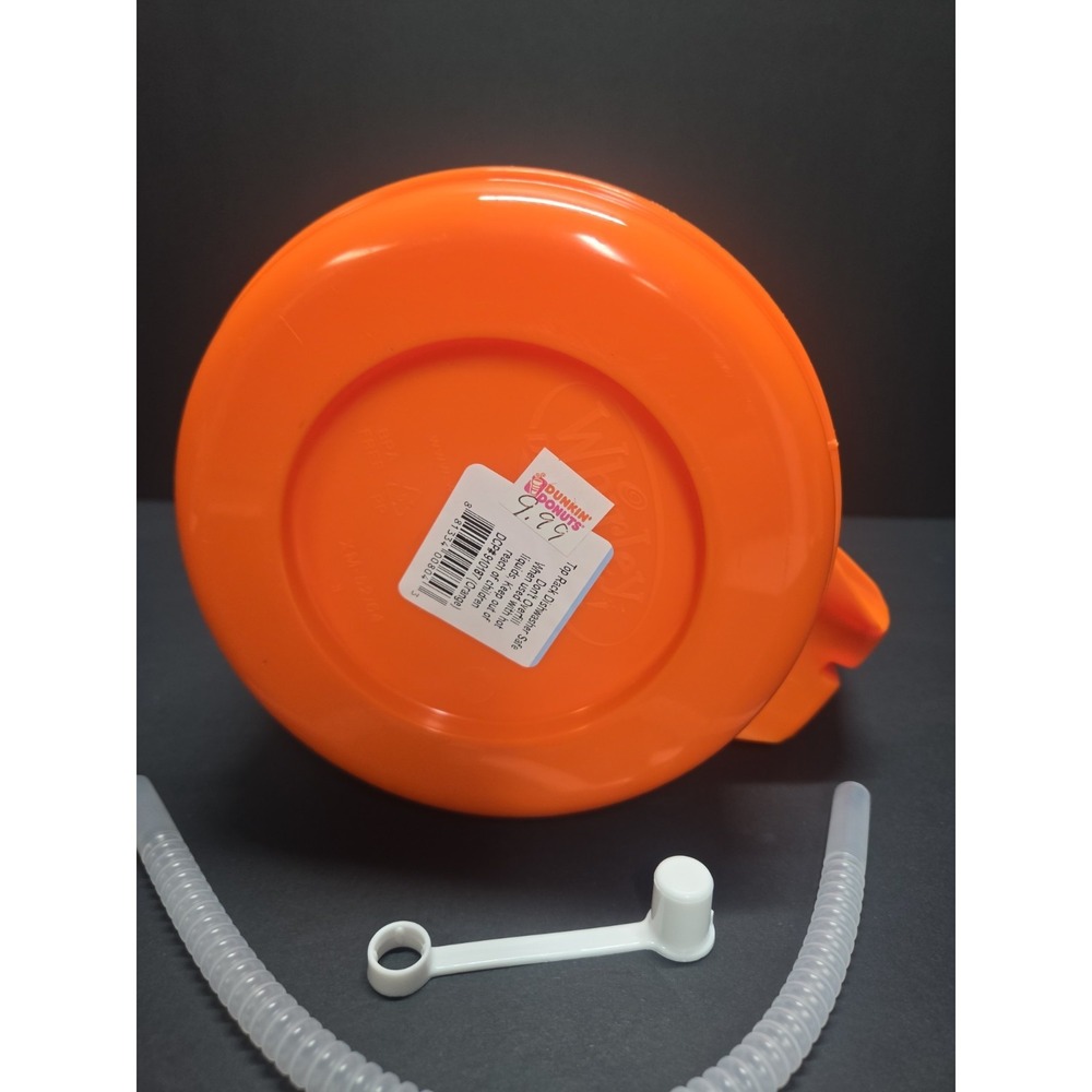 2014 Dunkin Donuts Insulated Drink Jug 64 oz Orange Pink Cooler w Straw NWT 2014 - Picture 4 of 7